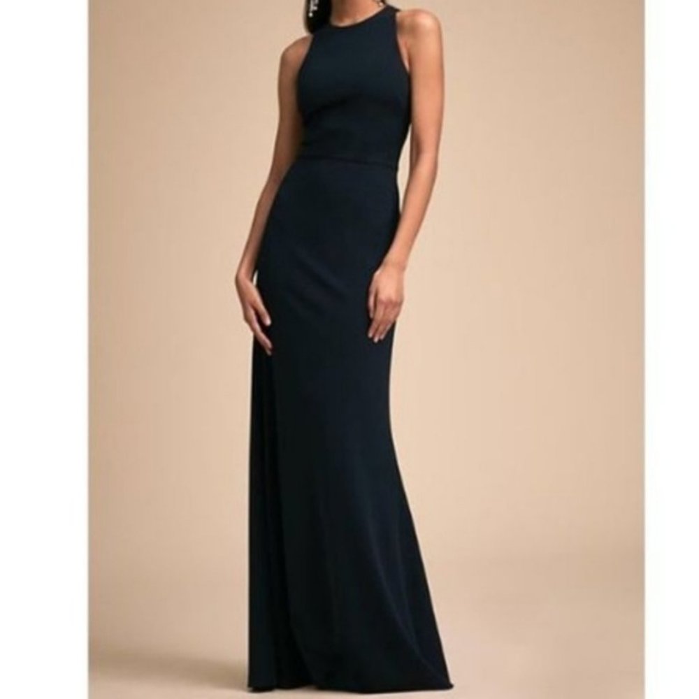 Bhldn Klara Navy Long Dress Cross Back